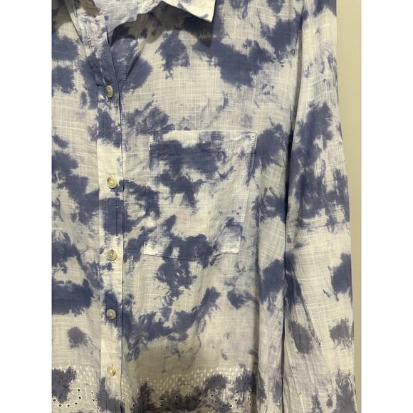 Pilcro Anthropologie The Cate Tie Dye Embroidered Button Down Blouse Size Small - Picture 5 of 11